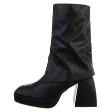 Stiefel Stiefeletten Chelsea Stulpen High Heels  Blockabsatz Schwarz 38