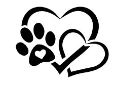 Hundepfote Pfote Herz Heart Hund Herzschlag Heartbeat Hunde Aufkleber Sticker 