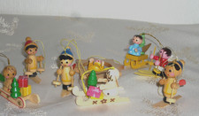 8 Christbaum Schmuck Holz Anhänger Deko Holzfiguren Weihnachtsbaum vintage