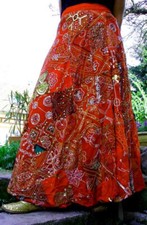 Vintage,Boho Sari Patchwork Rock aus handbesticktem Chiffon aufwendigeHandarbeit