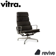 Vitra EA 222 Soft Pad Lounge Chair Leder Sessel Schwarz Drehfunktion