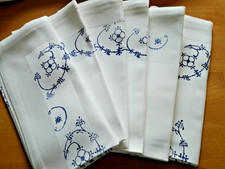 Blaudruck 6 Stoffservietten  Damast Indisch Blau 40 cm x 40 cm NEU