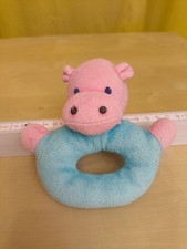 Sterntaler Nilpferd Rassel 12cm rosa mint 80er Vintage Rarität Plüschtier 