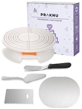 5tlg Tortenplatte Set Drehbar Streichpalette Kuchenretter Tortenheber Schaber