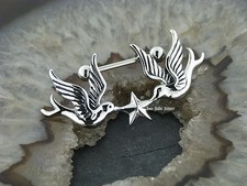 Piercing Nipple Shield Schwalben mit Stern Intimschmuck Brustpiercing Bruststab