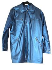 True Vintage: Regenjacke, Gummijacke, Blau Metallic, Gr. 42