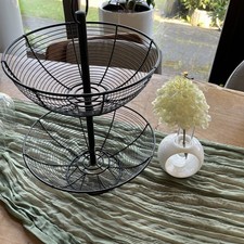 Metall Obstkorb 2-stöckig, Gemüsekorb, Aufbewahrungskorb, Obst-Etagere, Schwarz