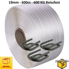 19 mm Umreifungsband gewebt 600 m Kraftband Textilband Klemmen Umreifungsset
