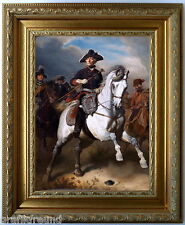 Friedrich der Große. 45x55cm Druck auf Leinwand n. Camphausen,  im Barockrahmen