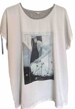 Damen Bluse Top Shirt oversize Gr. 46/48 XXL weiß grau  Sommer Frühjahr Urlaub