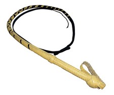 PREMIUM Echtleder Peitsche Bullenpeitsche Bullwhip beige Länge: 190 cm neu