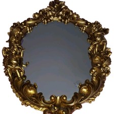 Wandspiegel Spiegel antik, Rahmen goldfarben, Prunkspiegel, 70 x 59cm