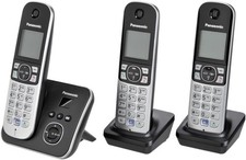 Panasonic KX-TG6823GB Schwarz Trio mit Anrufbeantworter DECT Schnurlostelefon