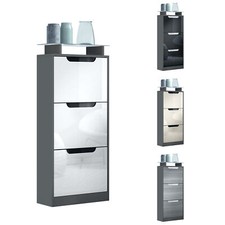 Schuhschrank Schuhfach Diele Flur Schrank Space V2 Anthrazit Hochglanz Naturtöne