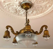 alte Lampe 5-armig Wohn-Schlafzimmer Diele  um 1910/20 Hänge-Lampe Jugendstil