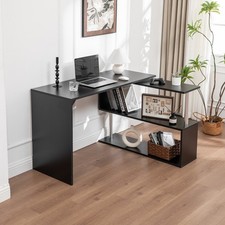 Schreibtisch Eckschreibtisch mit Regalen Computertisch Bürotisch Schwarz