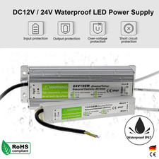 LED Trafo 24V 12V DC Wasserdicht Transformator Netzteil IP67 LED Strip 10-200W