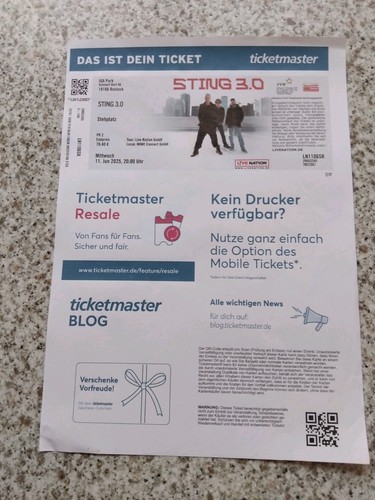 Sting konzert tickets - sting,
