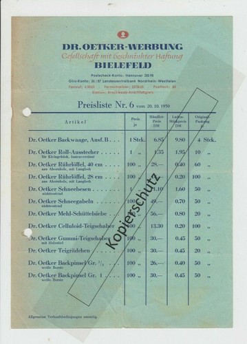 Preisliste oetker - preisliste, dr.