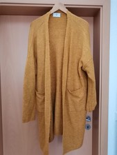 Damen Long Strickjacke Gr.L Senfgelb ohne Verschluß