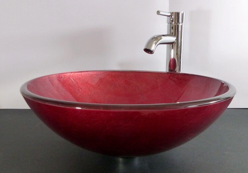 Aufsatz glas waschbecken rot - glas,