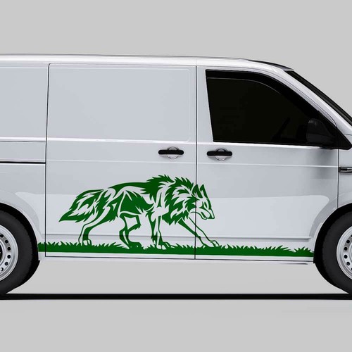 Aufkleber wolf silhouette wald - wolf,