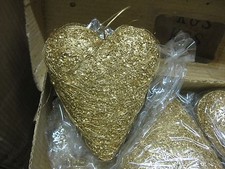 12x Weihnachstdeko Baumschmuck Herz gold 15x11,5cm Tischdeko Sonder Posten