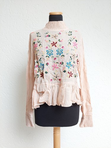 Rosa blumen stickerei bluse - rosa,