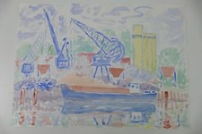 Wilhelm Klußmann Aquarell 1993 sig. Umschlag Oldenburg 47x65cm N-1247