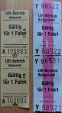 alte Eintrittskarten ca. 1980er Jahre - Lift-Betrieb HELGOLAND