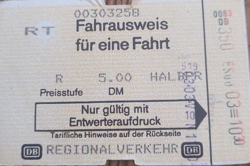 Deutsche bundesbahn fahrkarte - bundesbahn,