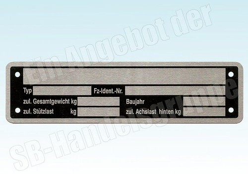 Typenschild für pkw anhänger - für,