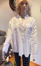 + Damen Langarm Bluse Hemd OPUS Leinen/Baumwolle weiss Gr. 42 +