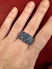 HSE Harry Ivens IV imposanter Saphir Ring 925er Silber rhod. ca. 4,3 ct RW 17