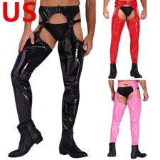 US Mens Pants PVC Leather