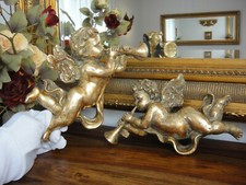Wandfigur Engel Set Gold Wandengel Barock Putte Antik Rokoko Amor Edel Luxus NEU