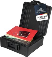 HMF Feuerfeste Dokumentenbox DIN A4 Ordner wasserdichte Geldkassette schwarz
