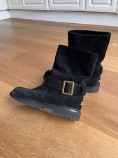 Bally Biker Boots Veloursleder Mit goldener Hardware