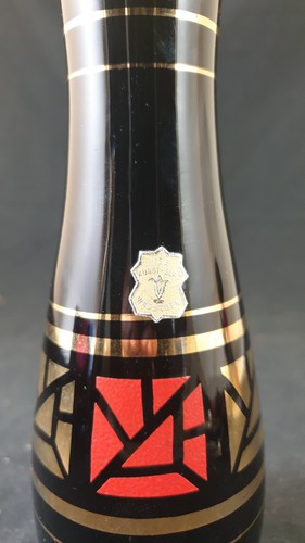 Vase glas schwarz gold - schwarz, rot;