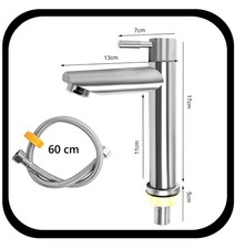 BAVUNV Kaltwasserhahn Gäste WC, Einhebel Wasserhahn Bad aus Edelstahl - Silber
