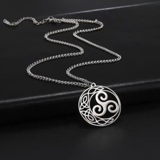 EDELSTAHL *** Keltischer Triskele-Mond  Anhänger  mit Kette 45-50 cm