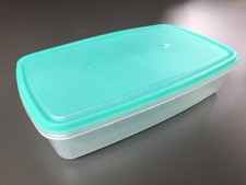 Vorratsdose transparent mit grünem Deckel - rechteckig, 27x17,5x6 cm, Kunststoff