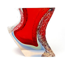 ALESSANDRO MANDRUZZATO Murano Glas Vase Blockvase Sommerso Vintage Design COOL