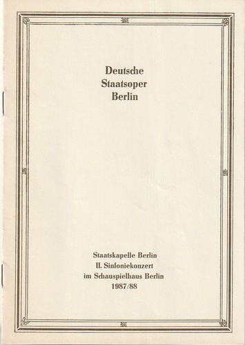 Programmheft staatskapelle - programmheft,