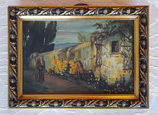 Ölgemälde 1920 K.Böhm " Mönch auf dem Weg zur Abendandacht "