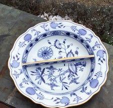 Meißen zweigeteilte Schale Zwiebelmuster 1 Wahl 30cm Knaufzeit sehr selten Goldr