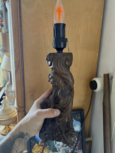 Vintage holz tischlampe - vintage,