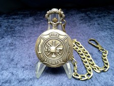 Sprungdeckeltaschenuhr, bronzefarben, massiv, schwer, elegant, Karabiner-Kette