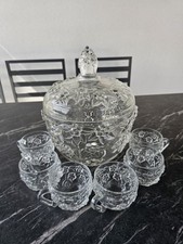 Vintage Pressglas Bowle Set