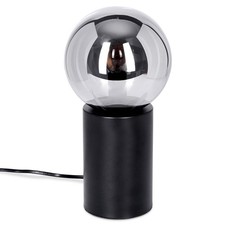 HOFSTEIN Fossobiubo Tischlampe Tischleuchte aus Metall/Glas Schwarz/Rauchfarben